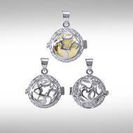 Global Harmony in Om ~16mm chiming harmony ball with a 25mm Sterling Silver Jewelry Pendant cage - Jewelry