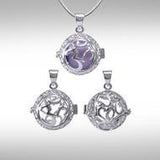 Global Harmony in Om ~16mm chiming harmony ball with a 25mm Sterling Silver Jewelry Pendant cage - Jewelry