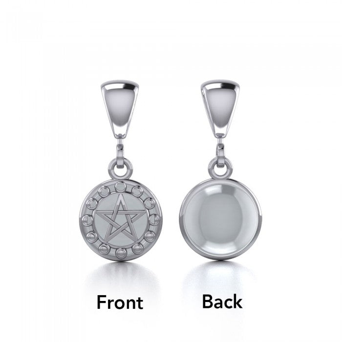 Pentacle with Moon Phases Sterling Silver Flip Pendant TPD477