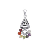 Celtic Knotwork Triquetra Sterling Silver Pendant with Chakra Gemstones TPD482