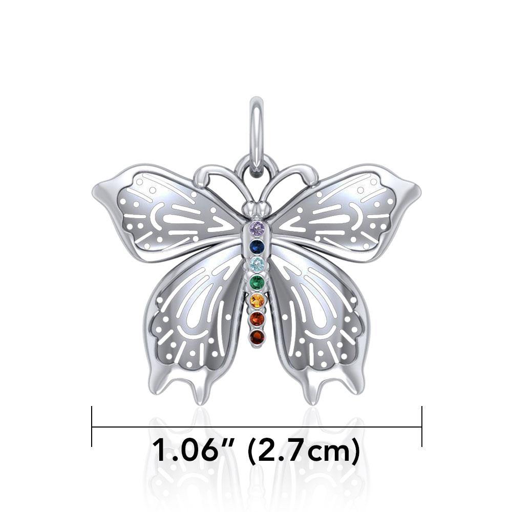 Spiritual Chakra Butterfly Silver Pendant TPD5054 - Jewelry