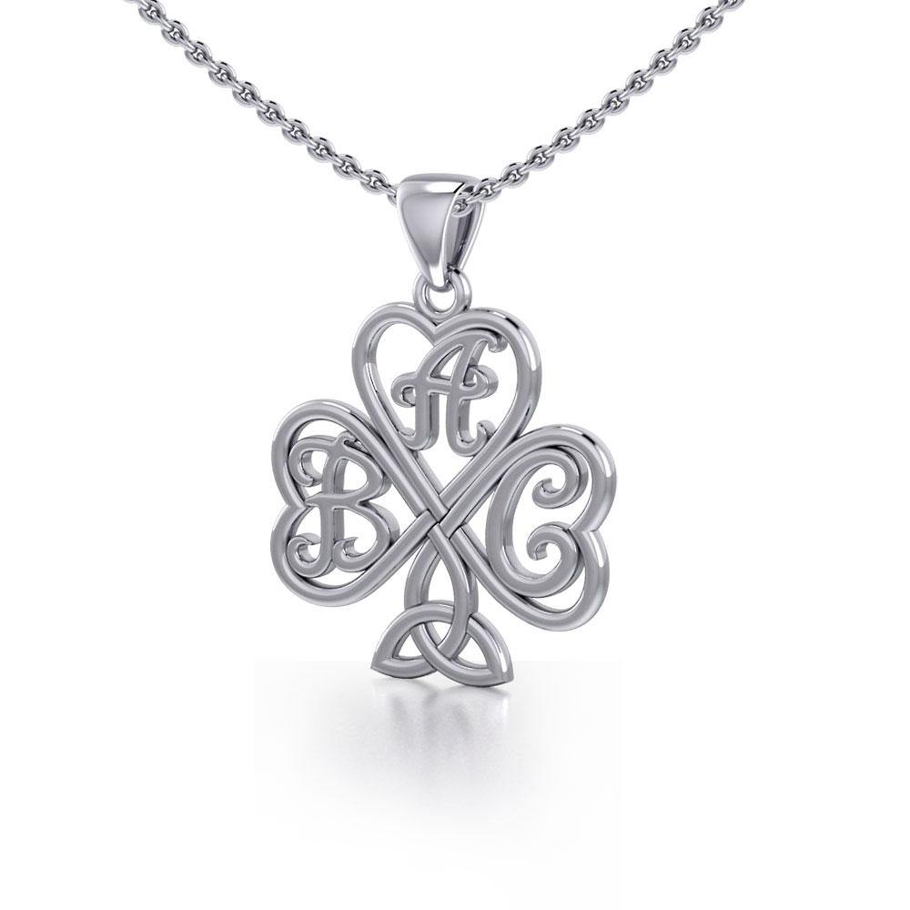 ABC Monogramming Shamrock Clover Silver Pendant TPD5162 - Jewelry