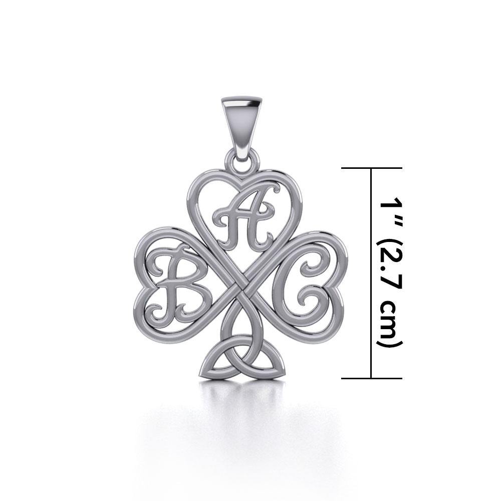 ABC Monogramming Shamrock Clover Silver Pendant TPD5162 - Jewelry