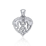 Silver Horses with Celtic Triquetra in Heart Pendant TPD5214 - Jewelry