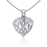 Silver Horses with Celtic Triquetra in Heart Pendant TPD5214 - Jewelry