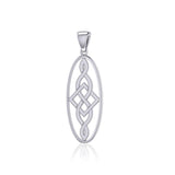 Square Celtic Design in Oval Shape Silver Pendant TPD5232