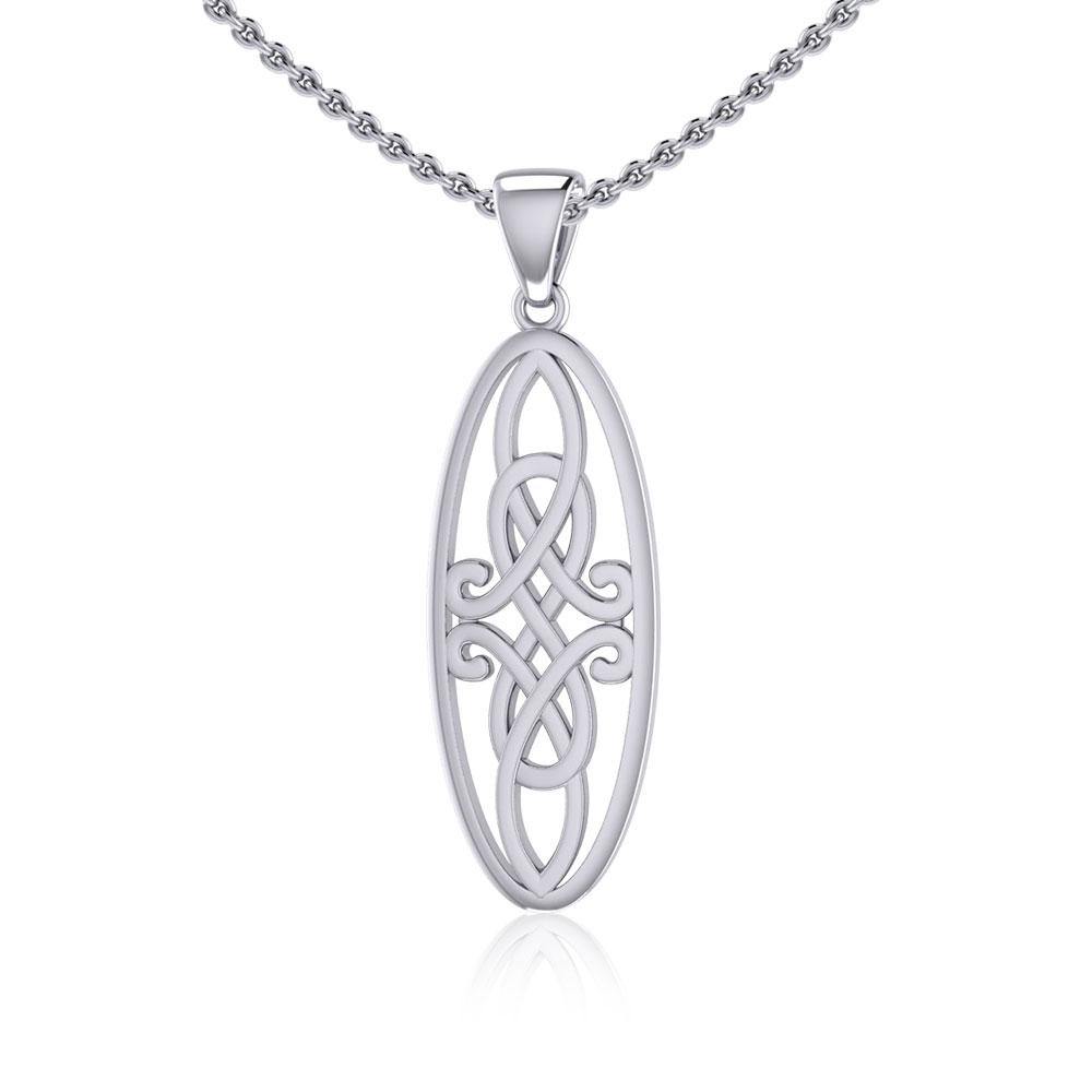 Celtic Woven Design in Oval Shape Silver Pendant TPD5233 - Jewelry