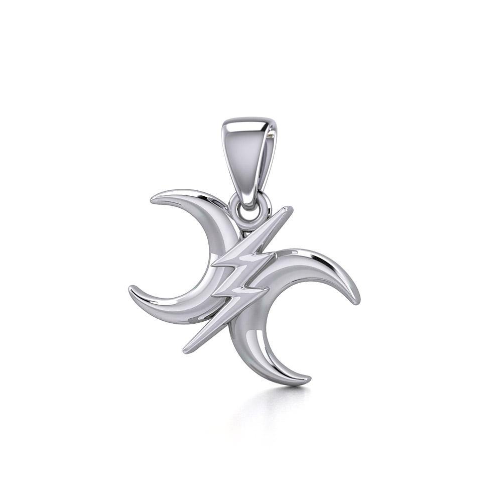 The Diagonal Power Moon Silver Pendant TPD5259 - Jewelry