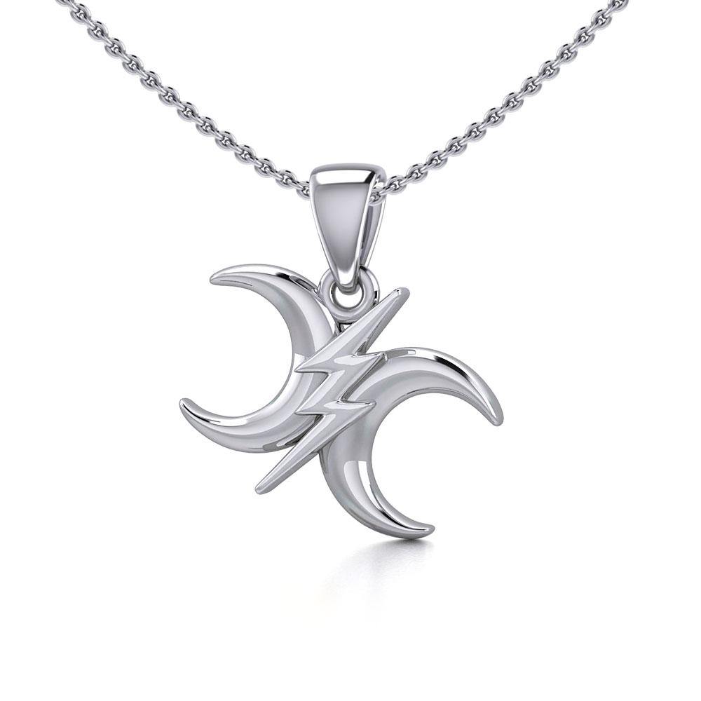 The Diagonal Power Moon Silver Pendant TPD5259 - Jewelry