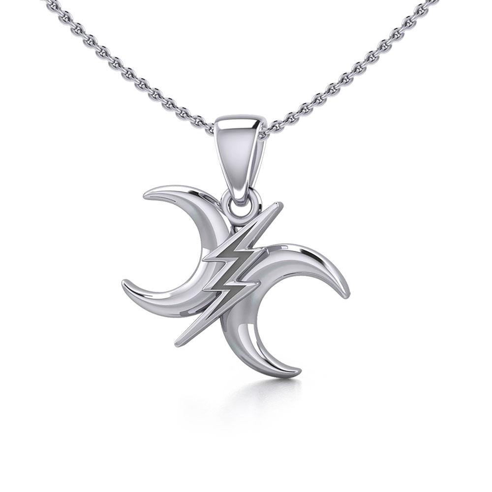 The Diagonal Power Moon Sterling Silver Pendant TPD5260 - Jewelry