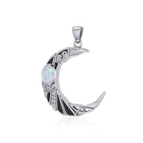 The Celtic Moon Raven Silver Pendant with Gemstone TPD5262