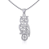 Owl with Flower of Life Silver Pendant TPD5266 - Jewelry