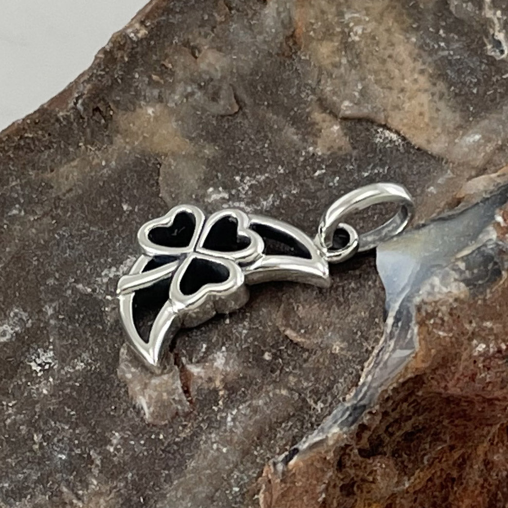 The Shamrock in Crescent Moon Silver Pendant TPD5268