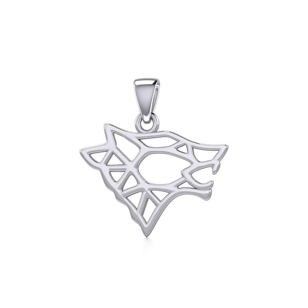 Geometric Wolf Silver Pendant TPD5270 - Jewelry