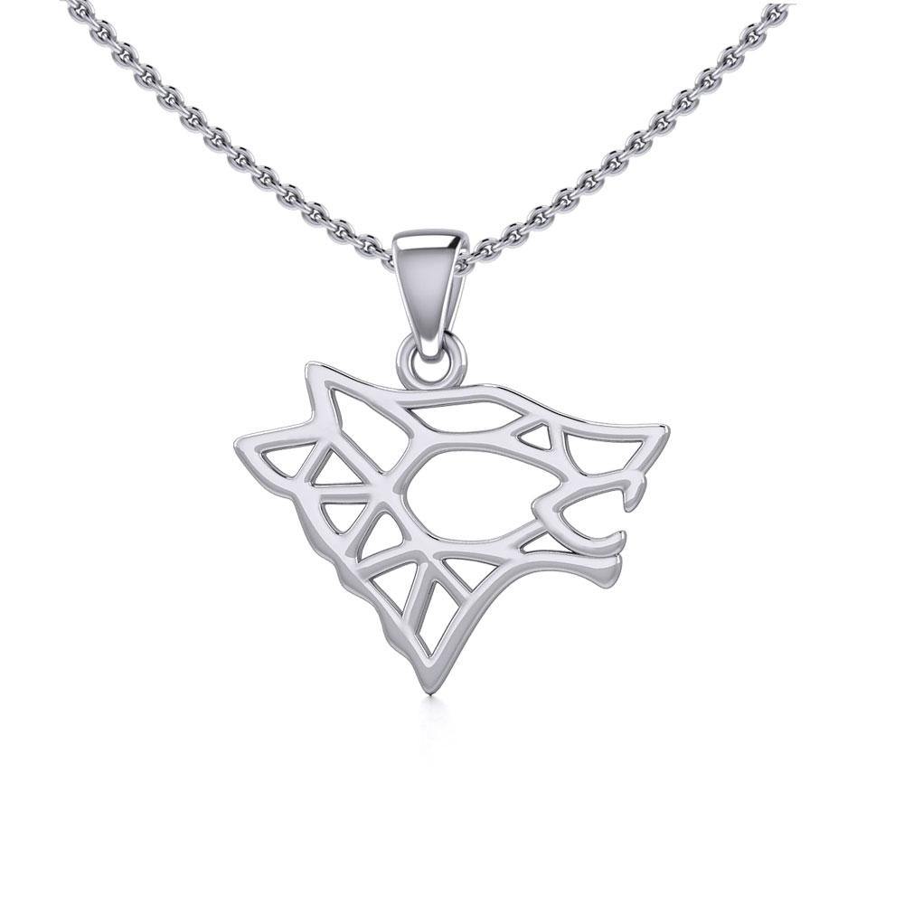 Geometric Wolf Silver Pendant TPD5270 - Jewelry