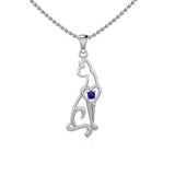 Lovely Heart Cat Silver Pendant with Gem TPD5273 - Jewelry