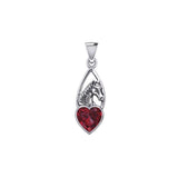 Horse Over Heart Gemstone Silver Pendant TPD5291