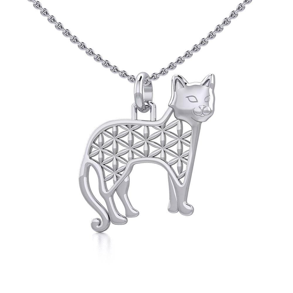 Flower of Life Cat Silver Pendant TPD5298 - Jewelry