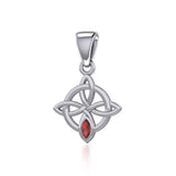 Celtic Quaternary Knot Silver Pendant with Gemstone TPD5336 - Jewelry