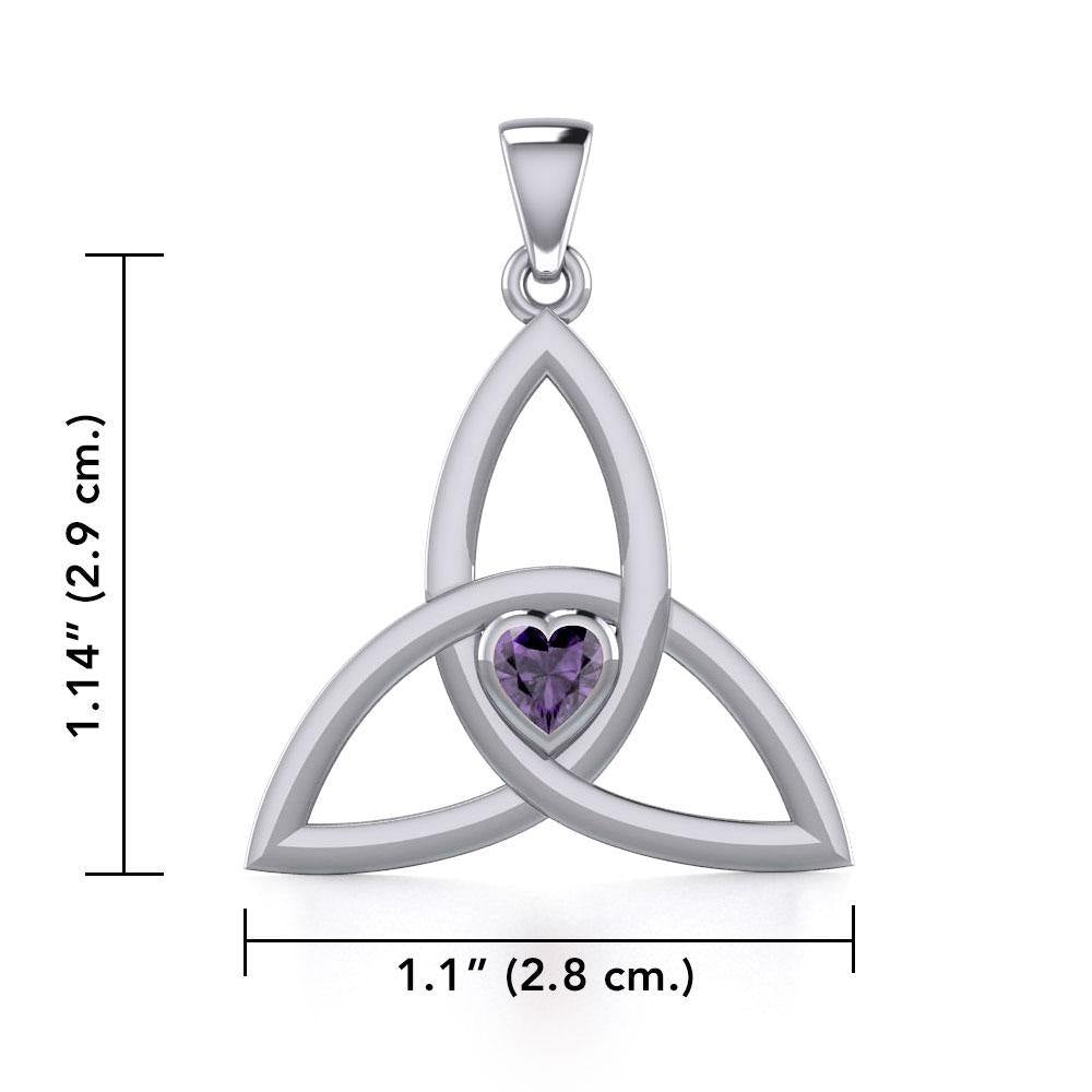 The Celtic Trinity Knot Silver Pendant with Heart Gemstone TPD5342 - Jewelry