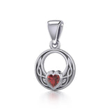 Celtic Knot Silver Pendant with Heart Gemstone TPD5343