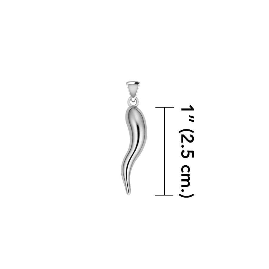 Italian Horn Good Luck Charm Silver Pendant Small Version TPD5350 - Jewelry