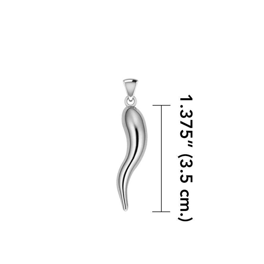 Italian Horn Good Luck Charm Silver Pendant Medium Version TPD5351 - Jewelry
