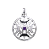 Sun Fire Moon Sterling Silver Pendant With Gem and Enamel  TPD536