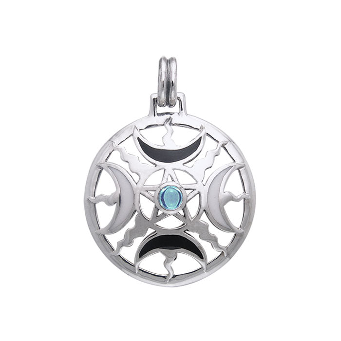 Sun Fire Moon Sterling Silver Pendant With Gem and Enamel  TPD536