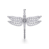 The Celtic Dragonfly with Om Symbol Silver Pendant TPD5384 - Jewelry