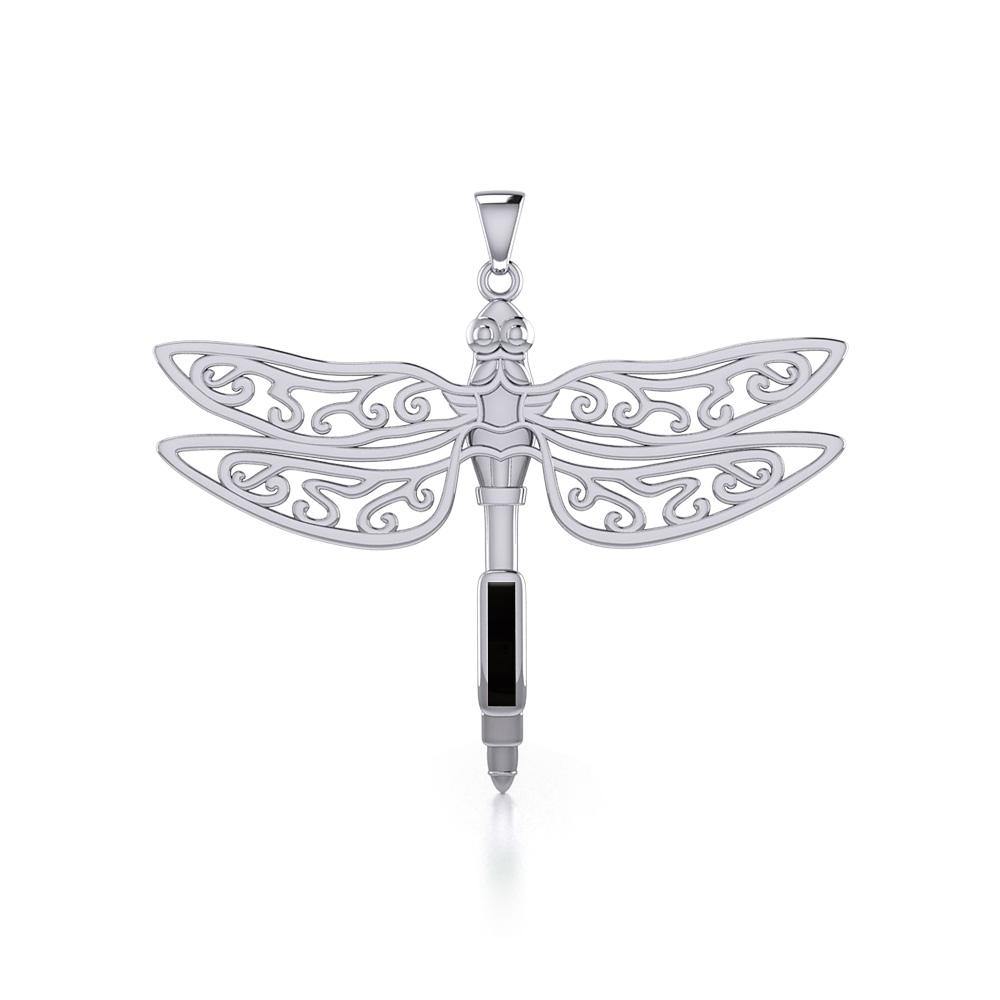 The Celtic Dragonfly with Inlay Stone Silver Pendant TPD5388 - Jewelry