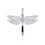 The Celtic Dragonfly with Inlay Stone Silver Pendant TPD5388 - Jewelry