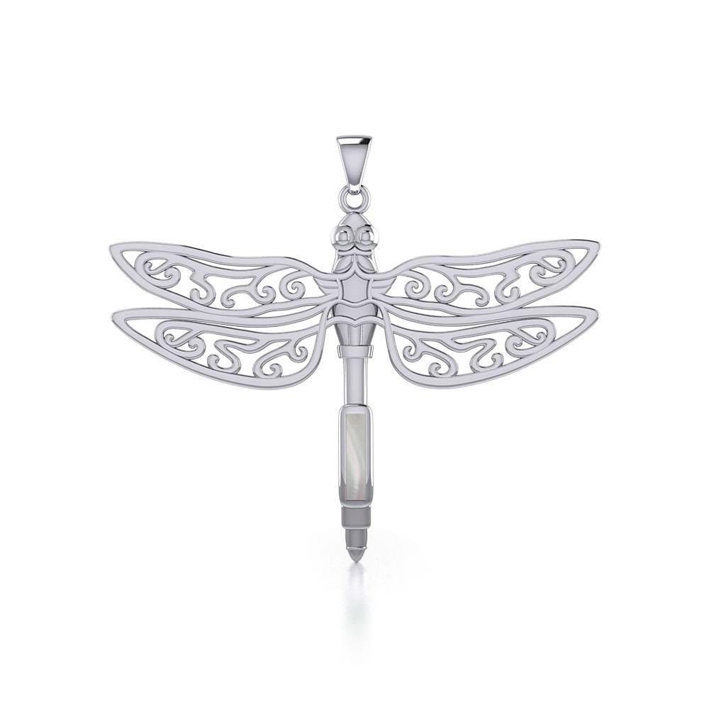 The Celtic Dragonfly with Inlay Stone Silver Pendant TPD5388 - Jewelry