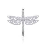 The Celtic Dragonfly with Inlay Stone Silver Pendant TPD5388 - Jewelry