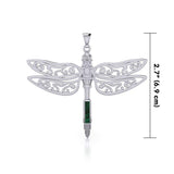 The Celtic Dragonfly with Inlay Stone Silver Pendant TPD5388 - Jewelry