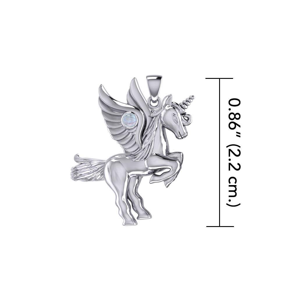 Mythical Unicorn Silver Pendant with Gemstone TPD5401 - Jewelry