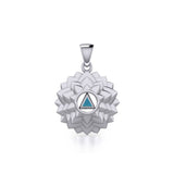 Crown Chakra with Recovery Stone Symbols Silver Pendant TPD5631
