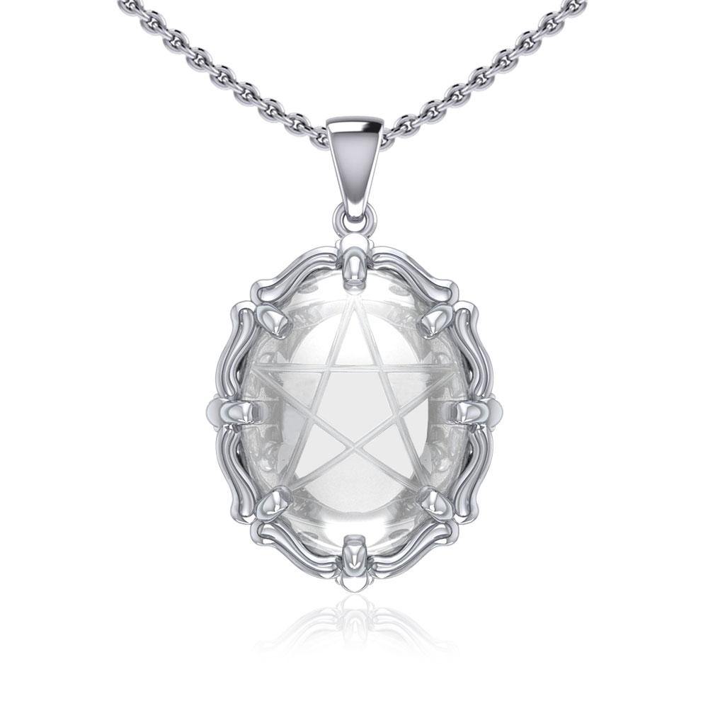 Star Sterling Silver Pendant with Natural Clear Quartz TPD5632 - Jewelry