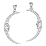 Double Sided Large Crescent Moon Silver Pendant TPD5633 - Jewelry