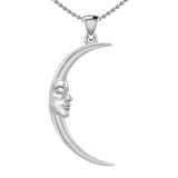 Double Sided Large Crescent Moon Silver Pendant TPD5633 - Jewelry