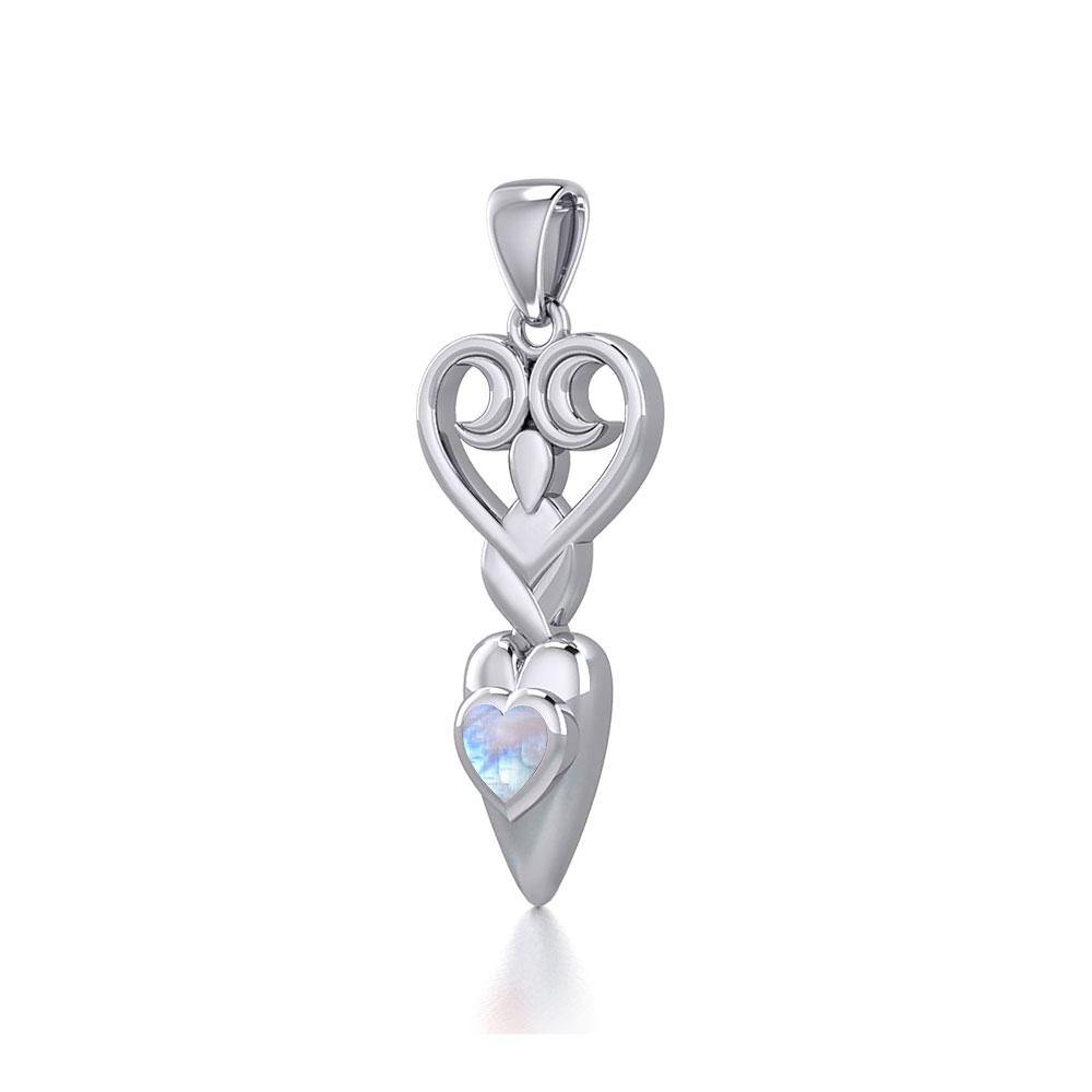 Goddess with Heart Gemstone Silver Pendant TPD5657 - Jewelry
