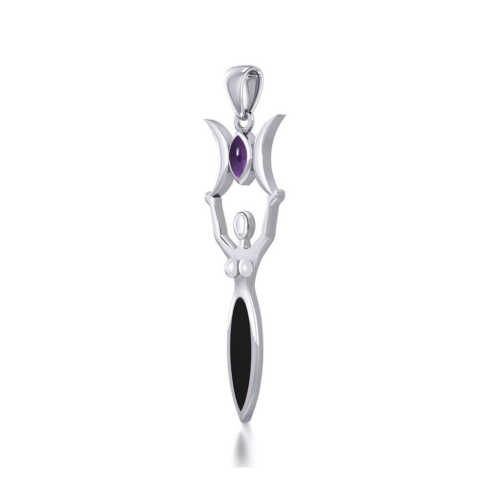 Triple Goddess with Gemstone Silver Pendant TPD5659 - Jewelry