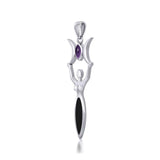 Triple Goddess with Gemstone Silver Pendant TPD5659 - Jewelry