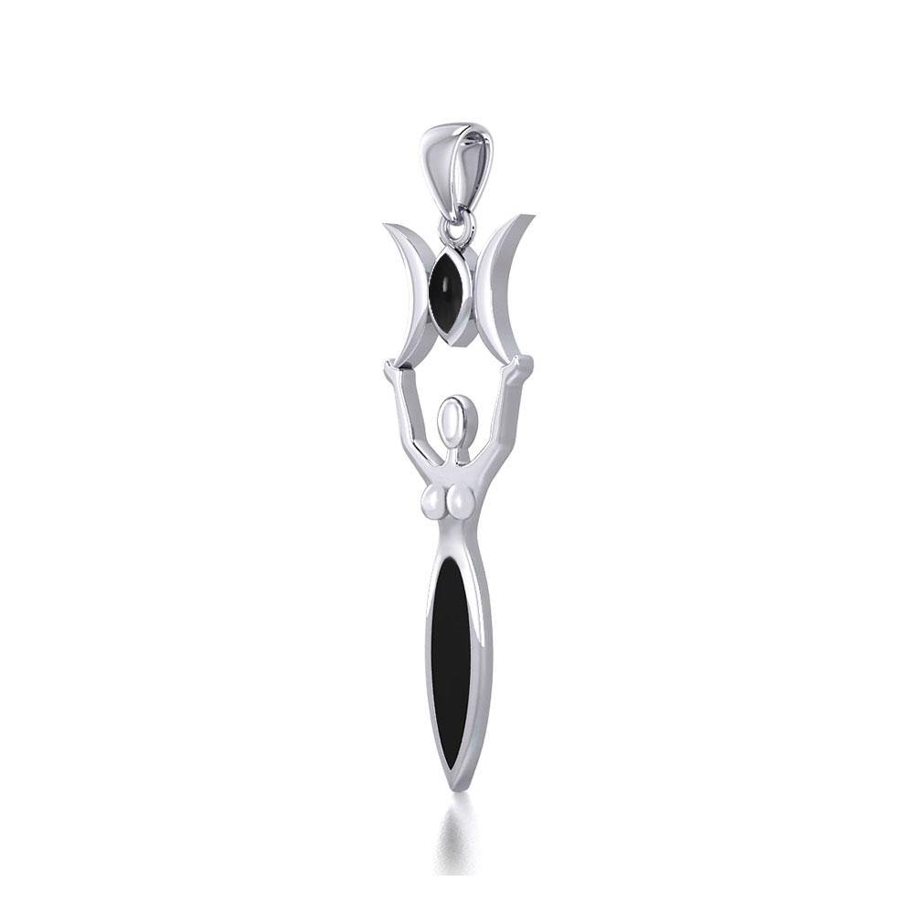 Triple Goddess with Gemstone Silver Pendant TPD5659 - Jewelry