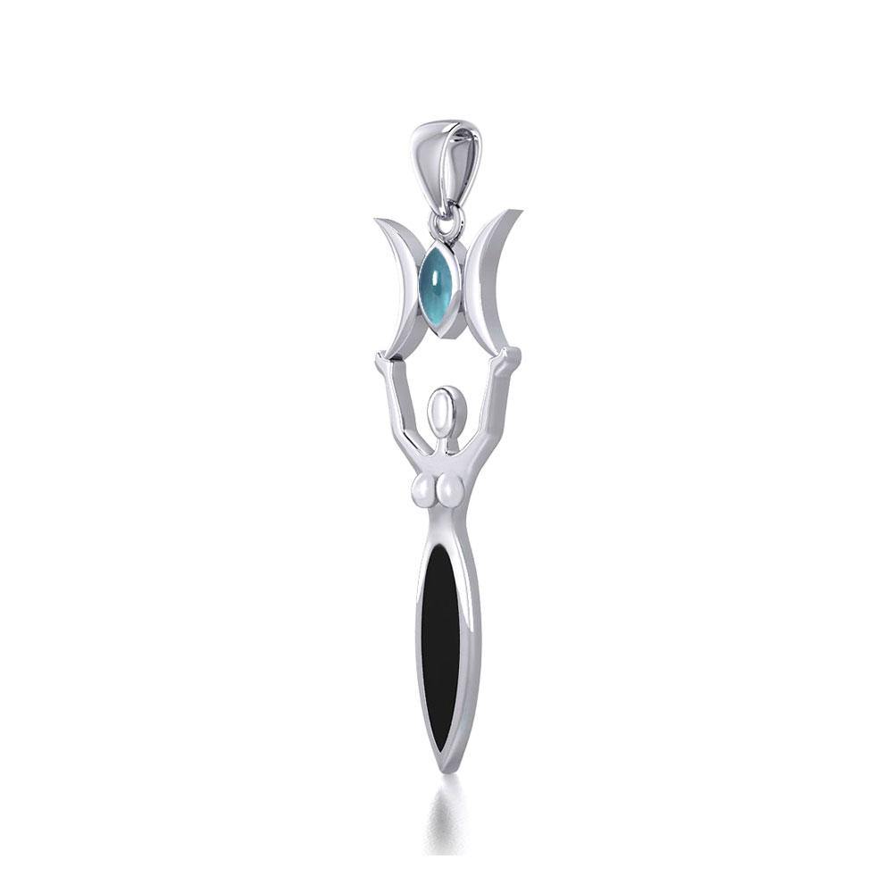 Triple Goddess with Gemstone Silver Pendant TPD5659 - Jewelry