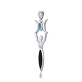 Triple Goddess with Gemstone Silver Pendant TPD5659 - Jewelry