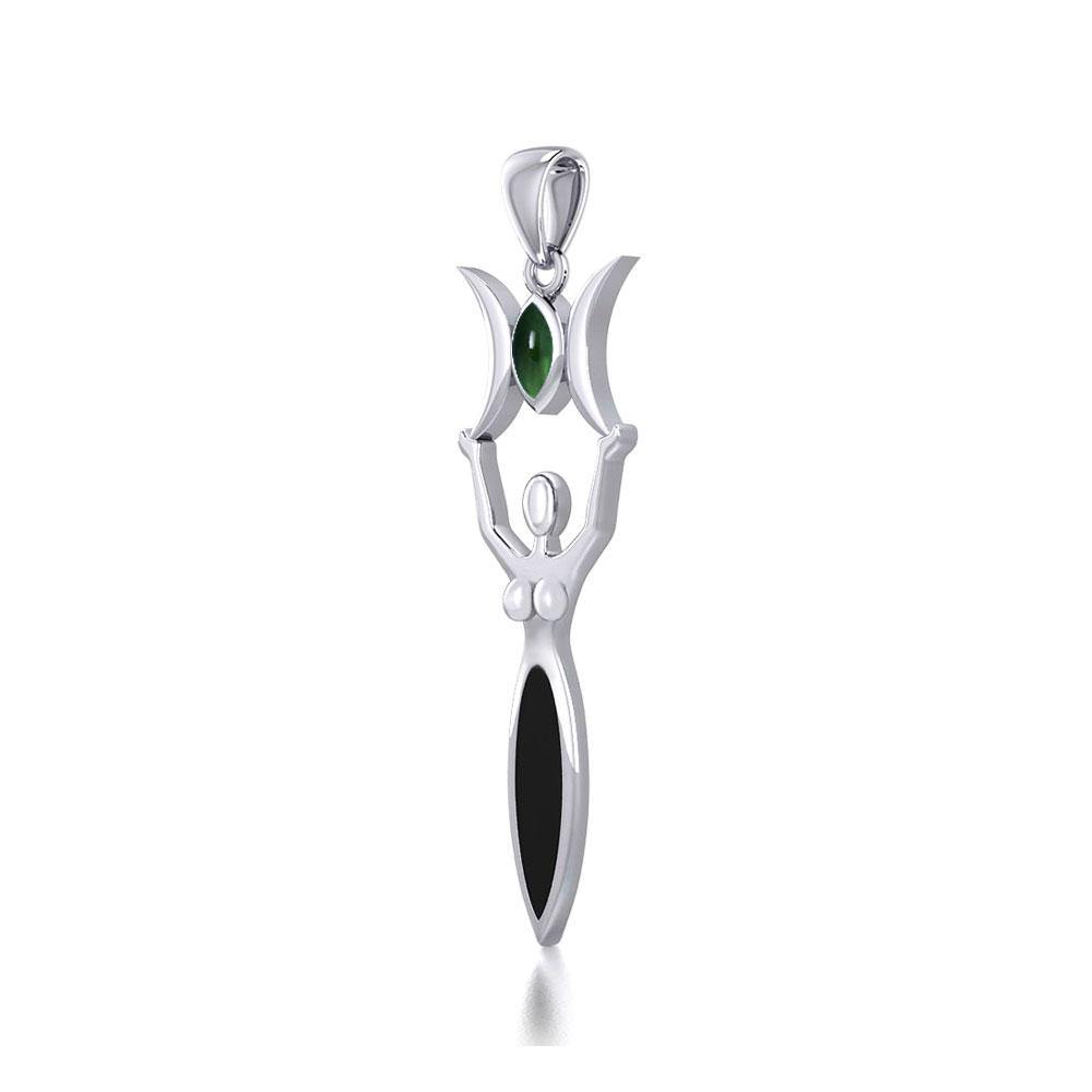 Triple Goddess with Gemstone Silver Pendant TPD5659 - Jewelry