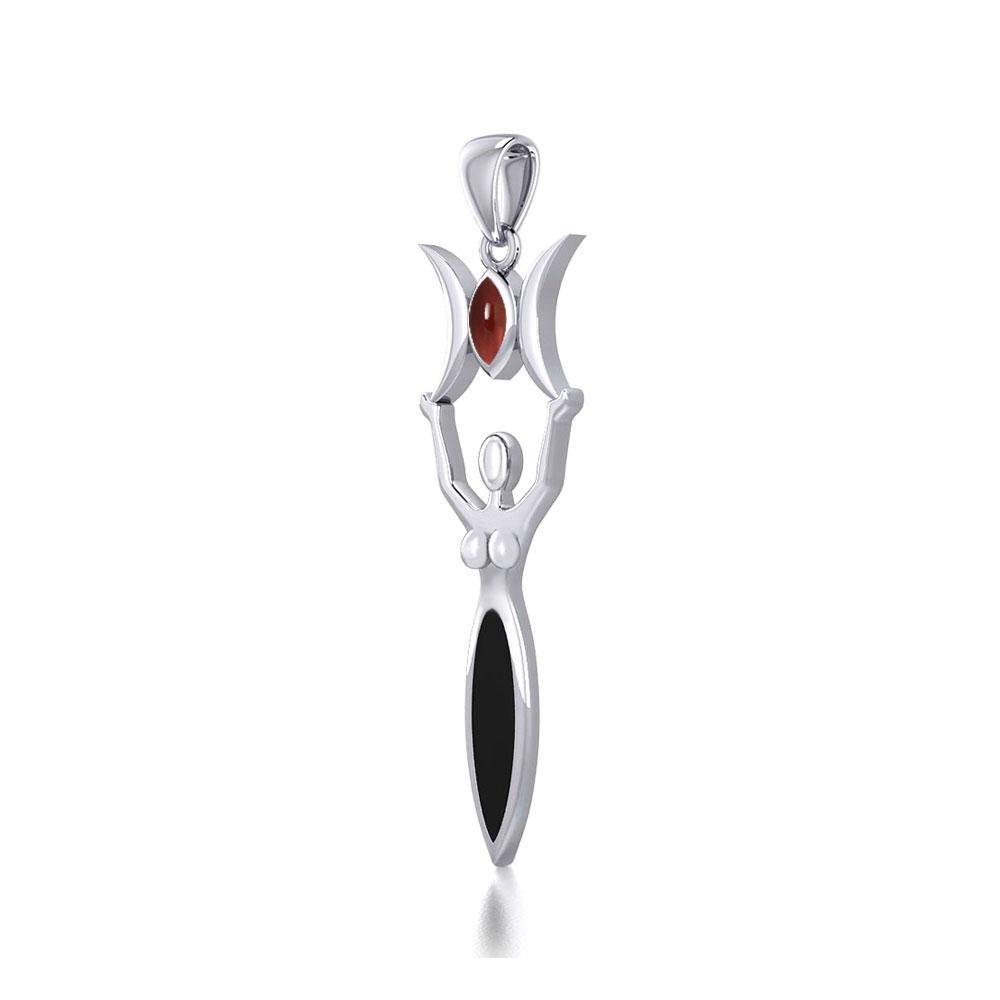 Triple Goddess with Gemstone Silver Pendant TPD5659 - Jewelry