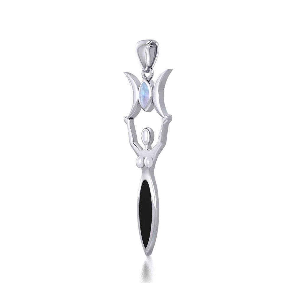 Triple Goddess with Gemstone Silver Pendant TPD5659 - Jewelry