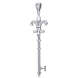 Fleur de lis Key of Enchantment Silver Pendant TPD5679